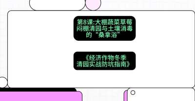 第8节：【大棚蔬菜草莓】闷棚清园与土壤消毒的&ldquo;桑拿浴&rdquo;，课程：《经济作物冬季清园&middot;实战防坑指南》#识农AI